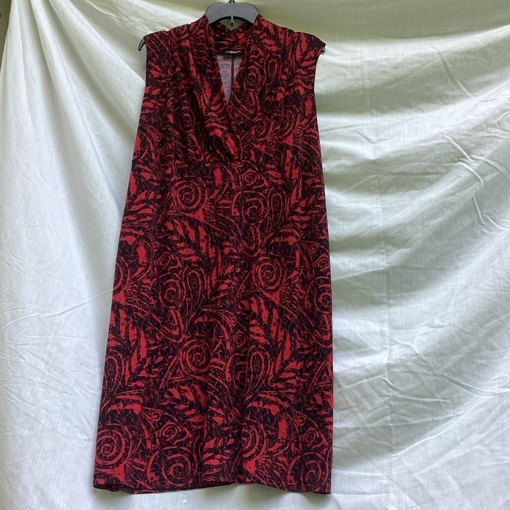 Preseption Women red and black patterned academia dress, size XL